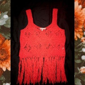 🍑 Charlotte Russe Orange/Peach Crotchet Crop Top